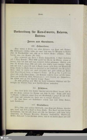Vorbereitung für Hors-d'œuvre, Relevés, Entrées