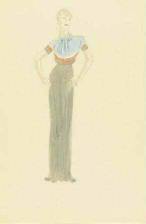 Dame in grauem Kleid