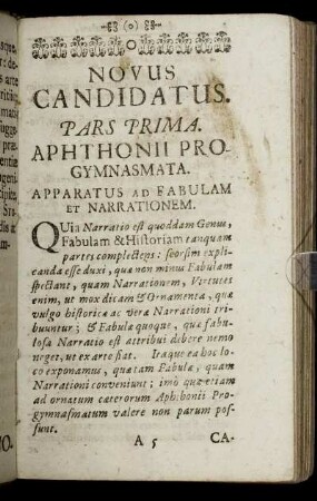 Pars Prima. Aphthonii Progymnasmata.