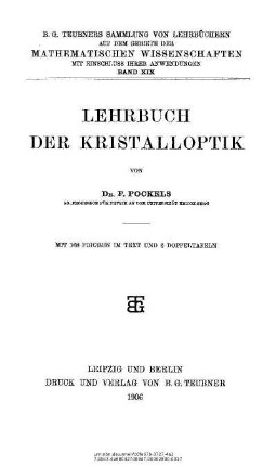 19: Lehrbuch der Kristalloptik