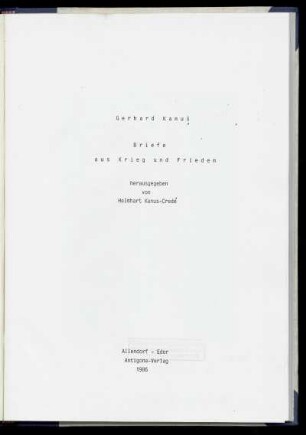 Briefe aus Krieg und Frieden