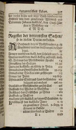 Register der vornemsten Sachen/ so in diesem Tractat enthalten.