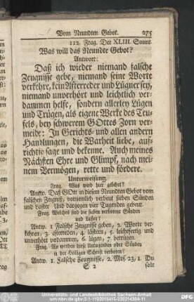 112. Frag. Was will das Neudte Gebot?