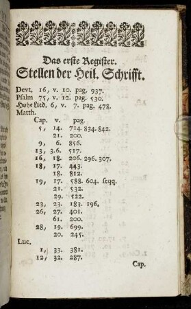Das erste Register. Stellen der Heil. Schrifft.