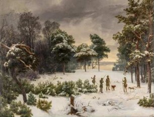 Winterlandschaft mit Jägern