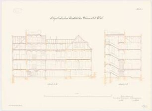 Physikalisches Institut der Christian-Albrechts-Universität Kiel: Längsschnitt und Querschnitt 1:100
