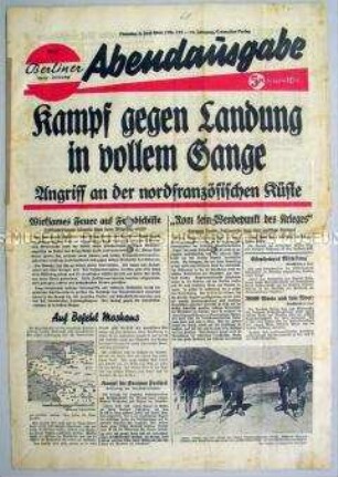 Abendausgabe der "Berliner Volks-Zeitung" zur Landung der Alliierten in Nordfrankreich