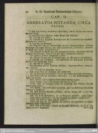 Cap. II. Generatim Notanda Circa Pacem