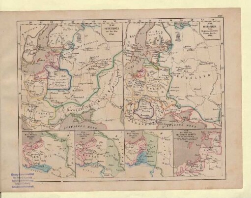 Osteuropa um das Jahr 1250, Osteuropa beim Regierungsantritte Peters des Gr. 1682, Erste Theilung Polens 1772, Zweite Theilung Polens 1793, Dritte Theilung Polens 1795, Das Gebiet des Deutschen Ordens in den Ostseeländern in seiner grössten Ausdehnung vor der Schl. v. Tannenberg 1410