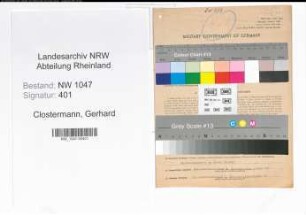 Entnazifizierung Gerhard Clostermann , geb. 10.05.1892 (Lehrer)