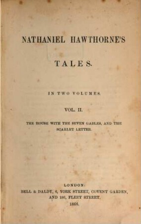 Nathaniel Hawthorne's Tales : In 2 vols.. II