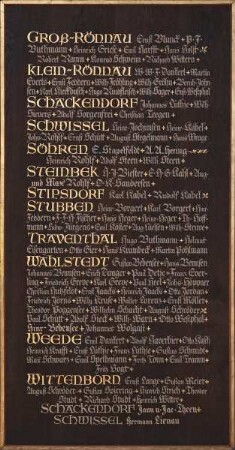 Gedenktafeln für die im ersten Weltkrieg Gefallenen der Kirchengemeinde Segeberg —