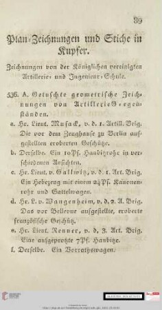 Plan-Zeichnungen und Stiche in Kupfer