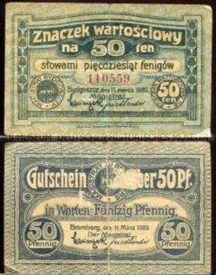 Bromberg, Notgeld 50 Pfennig