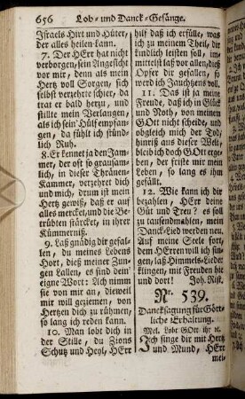 Nr. 539. Dancksagung für Göttliche Erhaltung. - Nr. 553. Dancksagung für Christliche Wohltäter.