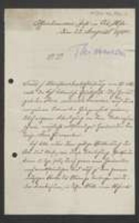 Brief von Karl Thiermann an Unbekannt