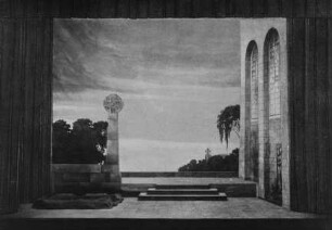 Bühnenbild-Entwurf für "Hamlet"- Inszenierung in Dresden, II. Akt, 1. Szene: Der Friedhof