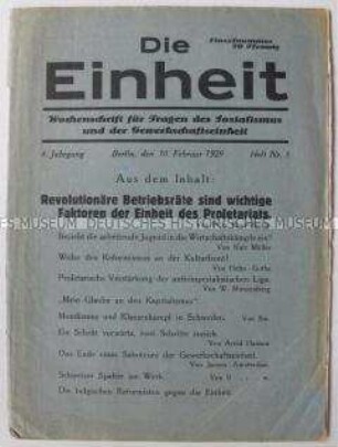 Sozialistische Halbmonatszeitschrift u.a. zur Frage der Einheit der Arbeiterbewegung