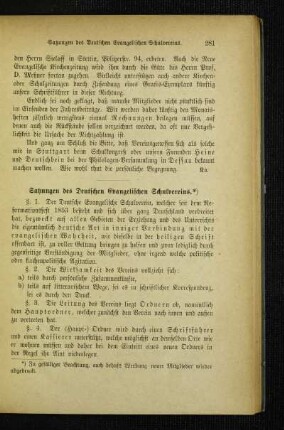 Satzungen des Deutschen Evangelischen Schulvereins