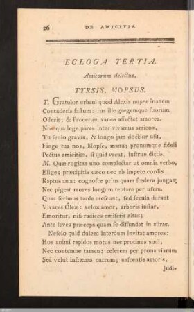 De Amicitia. Ecloga Tertia.