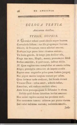 De Amicitia. Ecloga Tertia.
