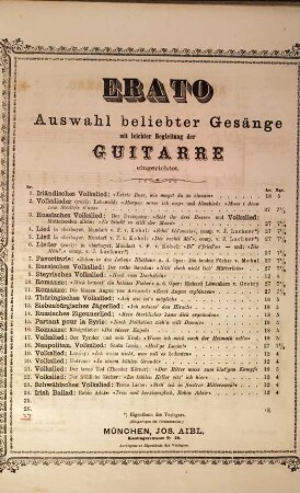 Erato : Auswahl beliebter Gesänge mit leichter Begleitung der Guitarre, 27. Aennchen von Tharau : Volkslied