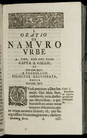 I. Oratio de Namuro Urbe ...