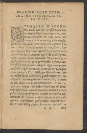 Georgio Rhau Typographo Vitebergensi. Salutem.