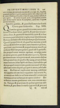 Quid sit quaestio ... Cap. VIII.