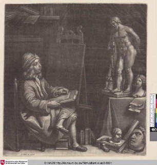 [Zeichnender Junge in einem Studio; Boy Drawing in a Studio]