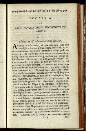 Sectio I. De Variis Advocatorum Divisionibus Et Juribus.