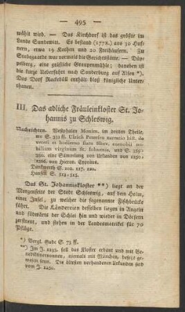 III. Das adliche Fräuleinkloster St. Johannis zu Schleswig.