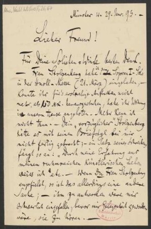 Brief an Franz Wüllner : 29.01.1893