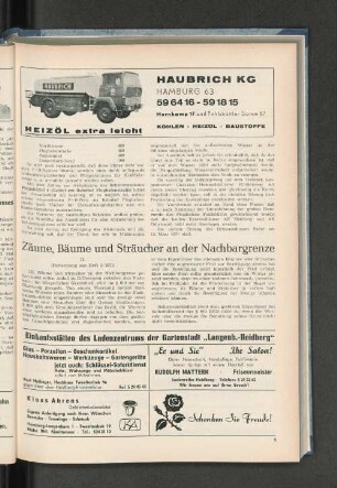 Zäune, Bäume und Sträucher an der Nachbargrenze