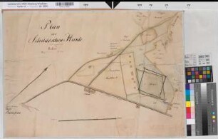 Schildesche (Bielefeld) Schildescher Heide 1821 300 Ruten = 22,2 cm 48 x 69 kol. Zeichnung v. R. Spez.Verz. Markenkarten XIV Nr. 25