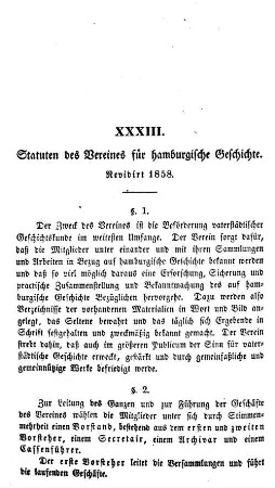 Statuten des Vereines für hamburgische Geschichte