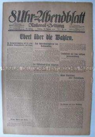 Berliner Tageszeitung "8Uhr-Abendblatt" u.a. zur Situation nach der Wahl der Nationalversammlung