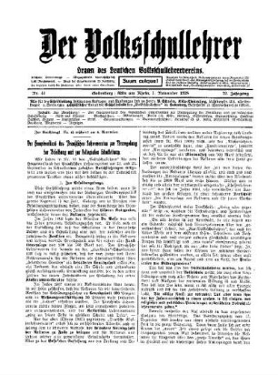 Der Hauptvorstand des Preußischen Lehrervereins zur Neureglung der Besoldung und zur kollegialen Schulleitung