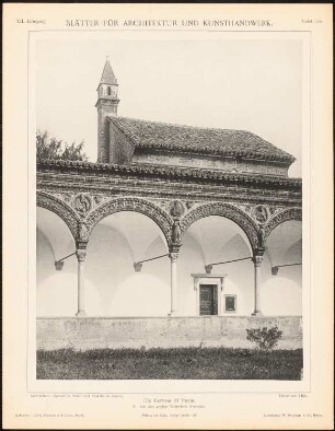 Kloster Certosa di Pavia: Ansicht vom großen Klosterhof (aus: Blätter für Architektur und Kunsthandwerk, 12. Jg., 1899, Tafel 118)