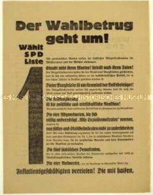 Aufruf der SPD zur sächsischen Landtagswahl 1929