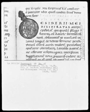 Vetus Testamentum — Initiale D (esiderii mei), Folio 4 recto