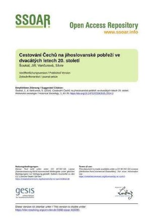 Cestování Čechů na jihoslovanské pobřeží ve dvacátých letech 20. století