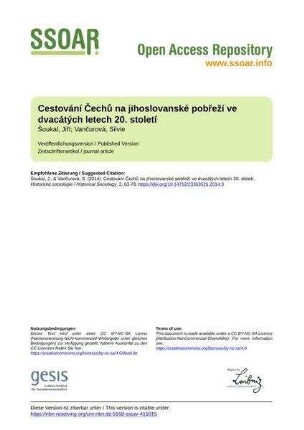 Cestování Čechů na jihoslovanské pobřeží ve dvacátých letech 20. století