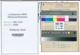 Entnazifizierung Erich Schleimer , geb. 19.02.1887 (Kaufmann)