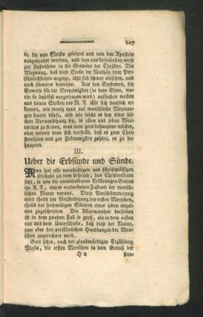 III. Ueber die Erbsünde und Sünde.