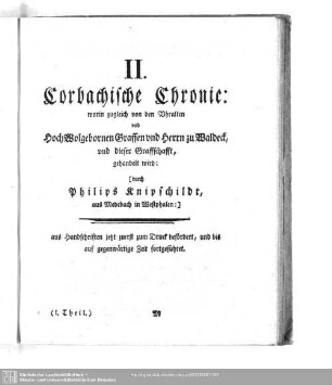II. Corbachische Chronic