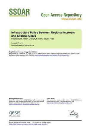 Infrastructure Policy Between Regional Interests and Societal Goals