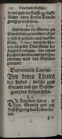 Das neundte Capitel / Von denen Theilen des Leibes / welche zum Grunde und zur Befestigung des Leibes stehn.
