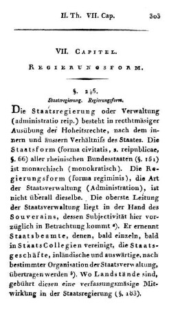 VII. Capitel. Regierungsform.