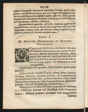 Caput I. De Sanguine Nominaliter Et Realiter Considerato.